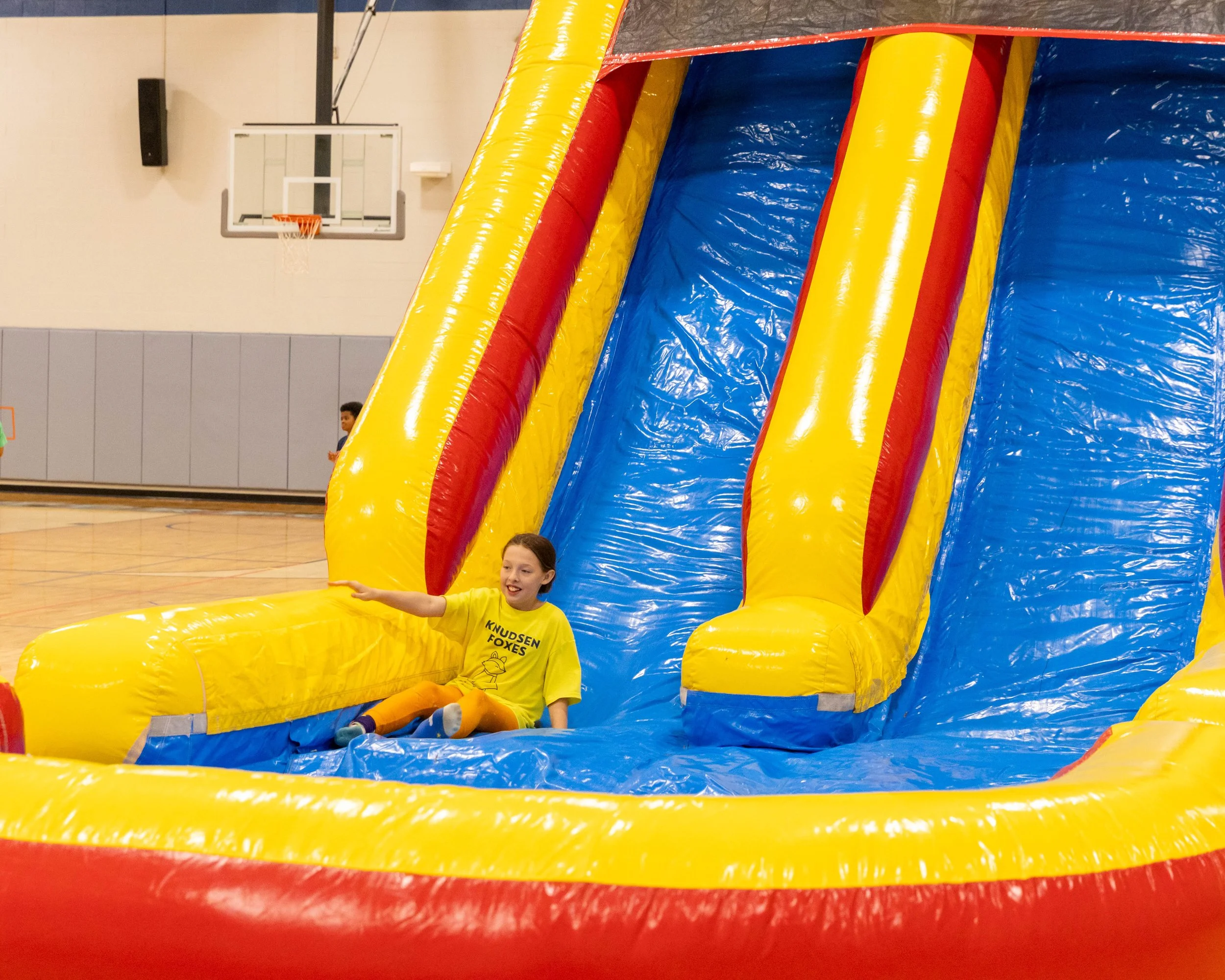 Girl on the giant slide