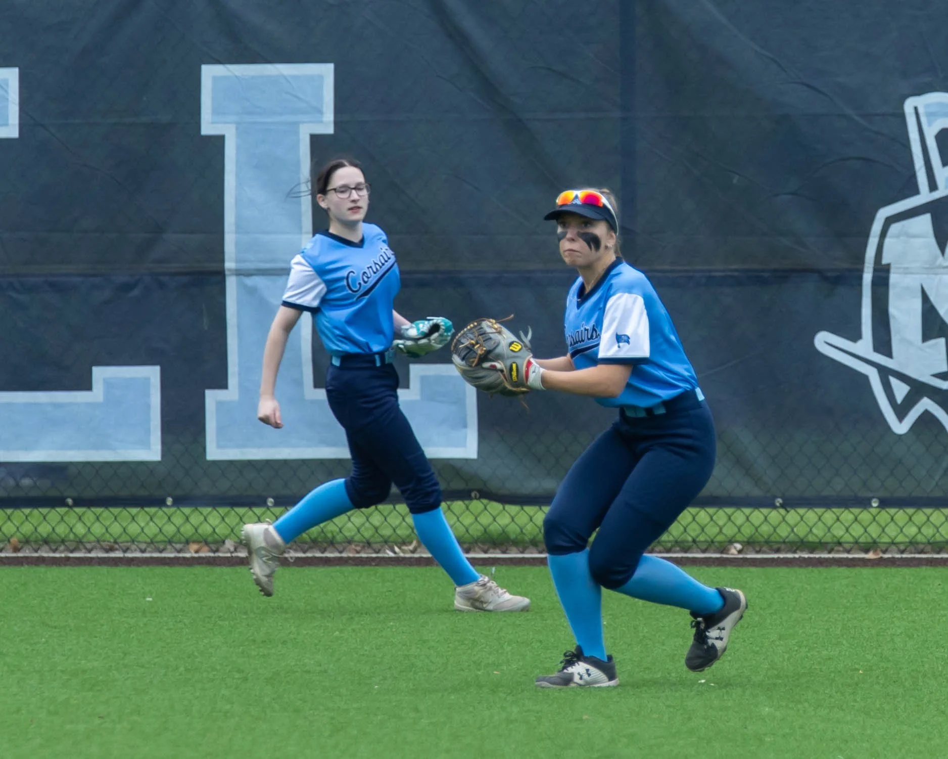 Mott center fielder returns the ball to infield
