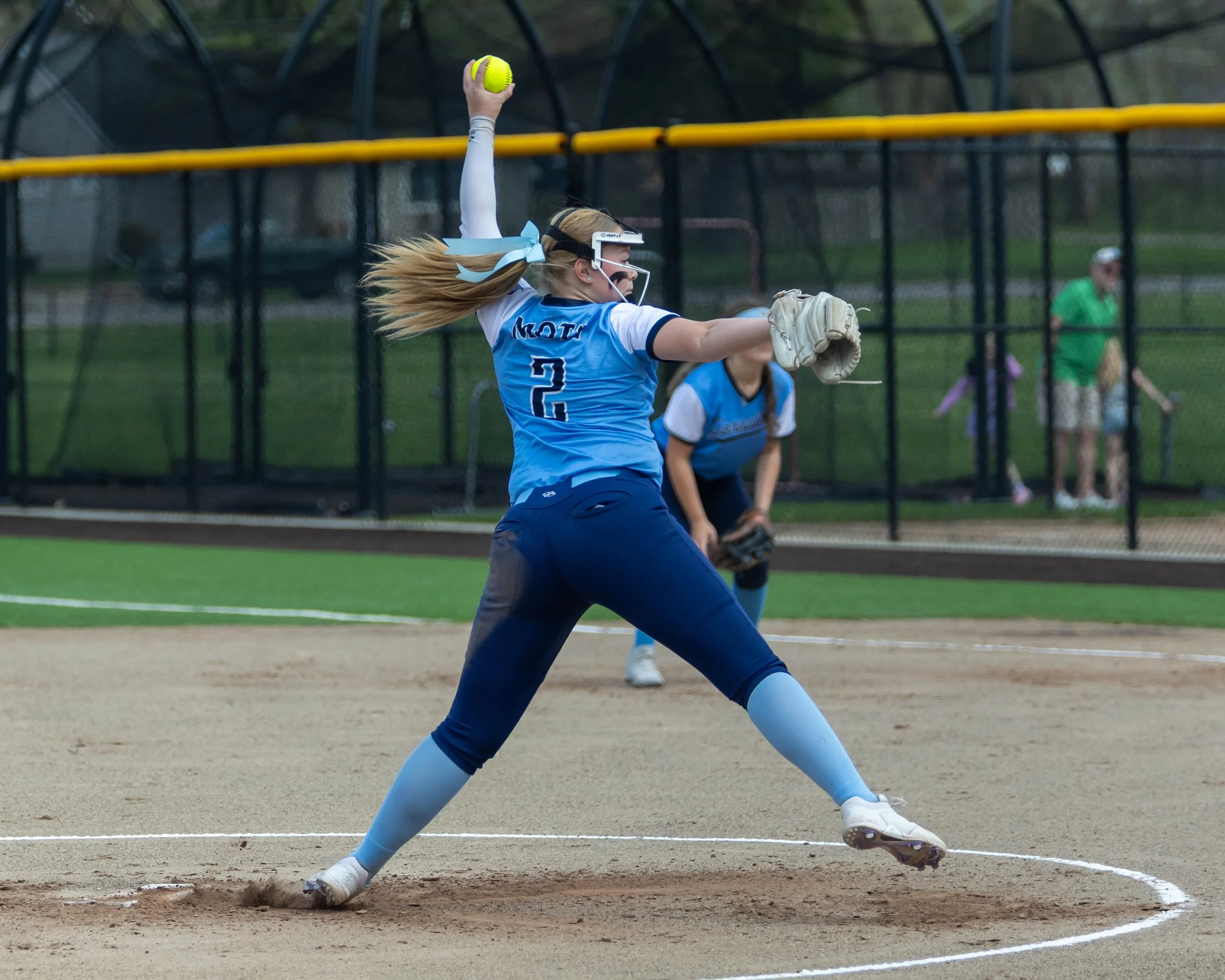 Mott #2 pitches the ball