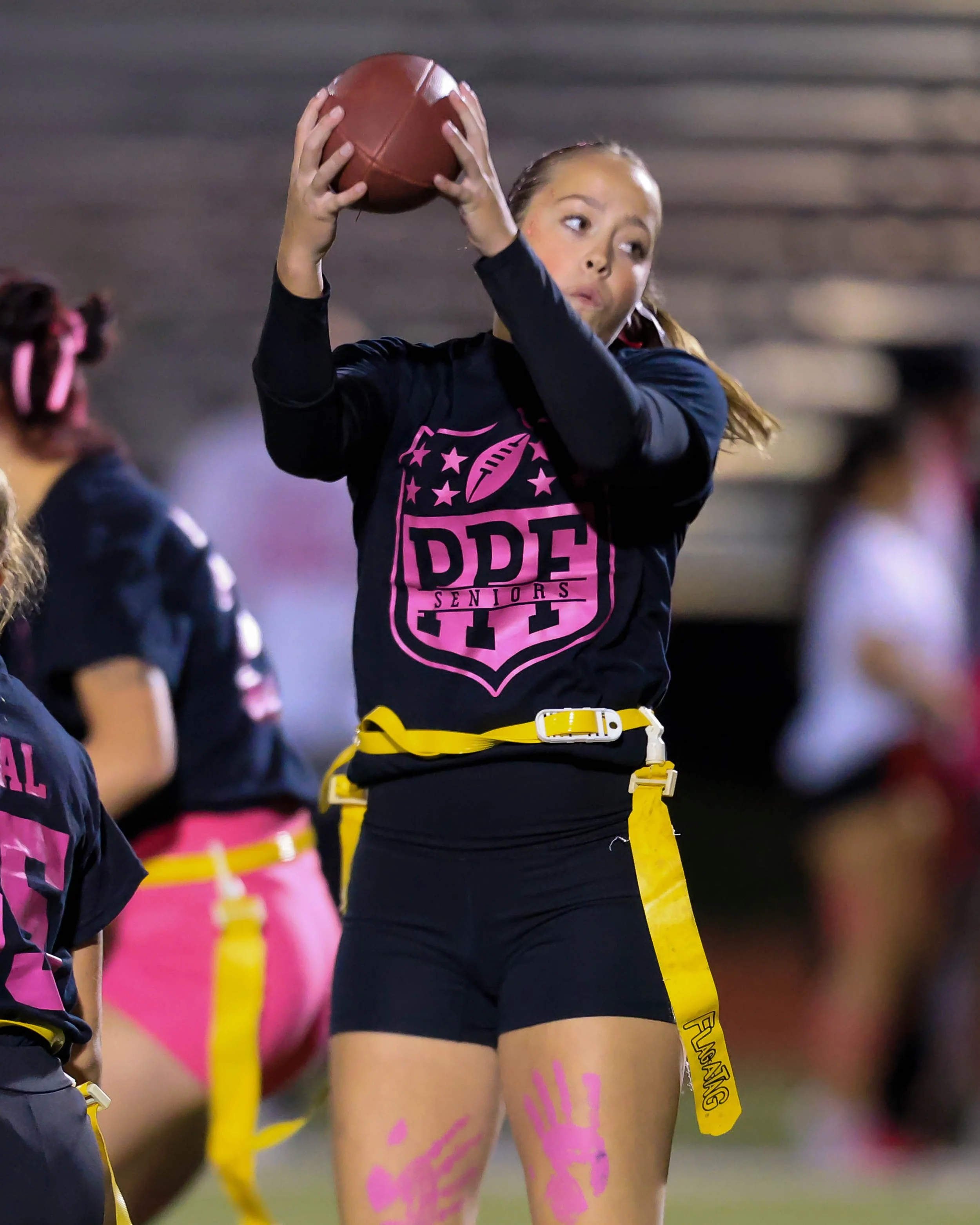 Senior quarterback grabs the ball