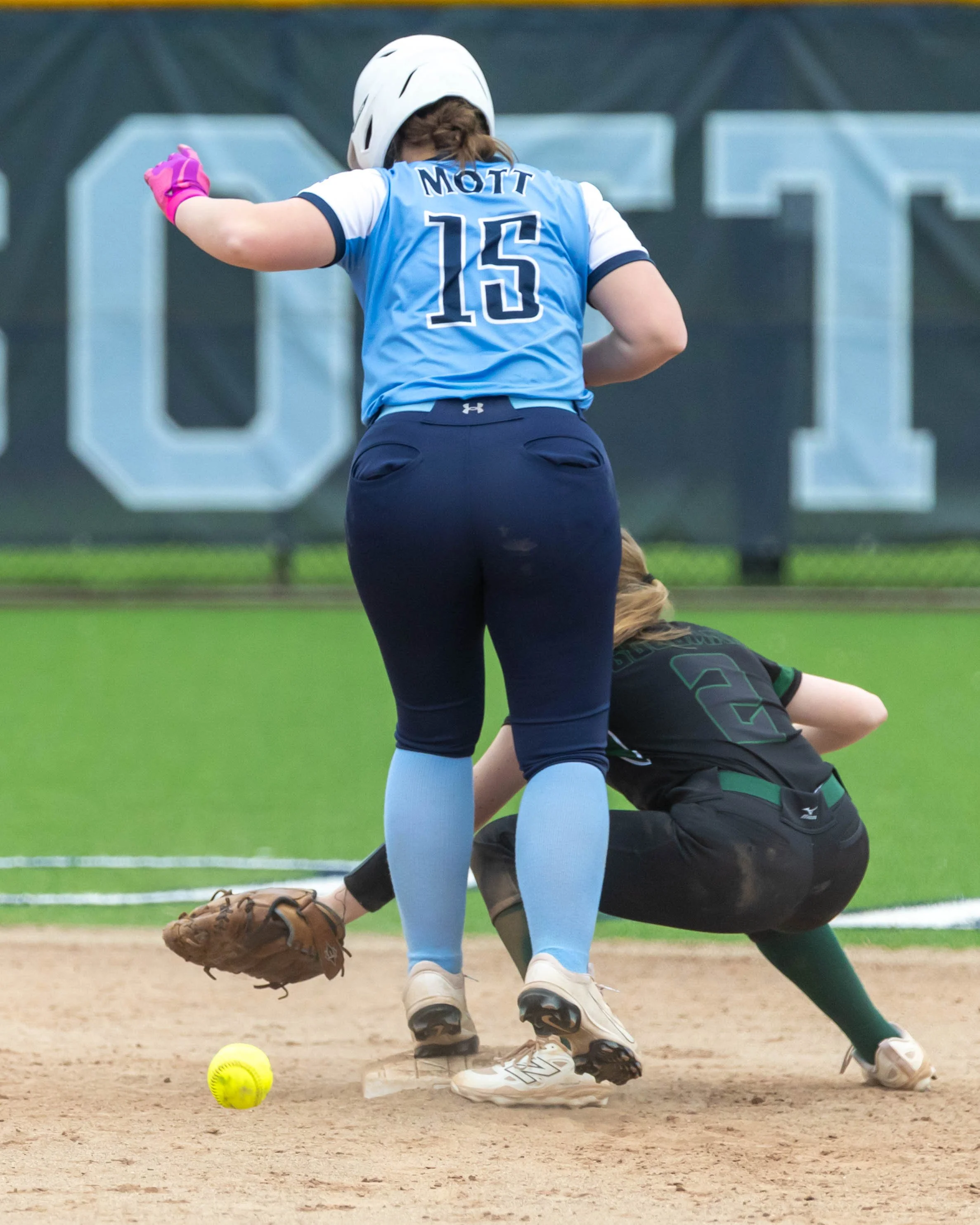 Mott #15 stands on second 