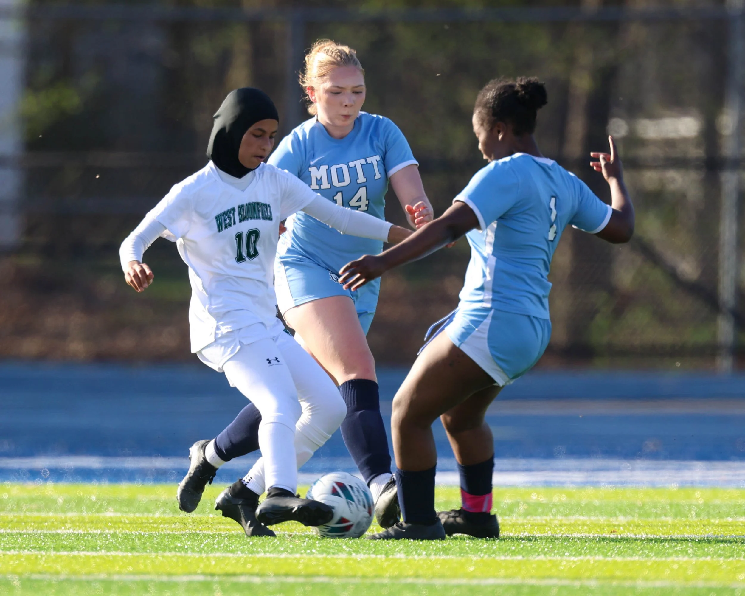 #1 tries to steal the ball