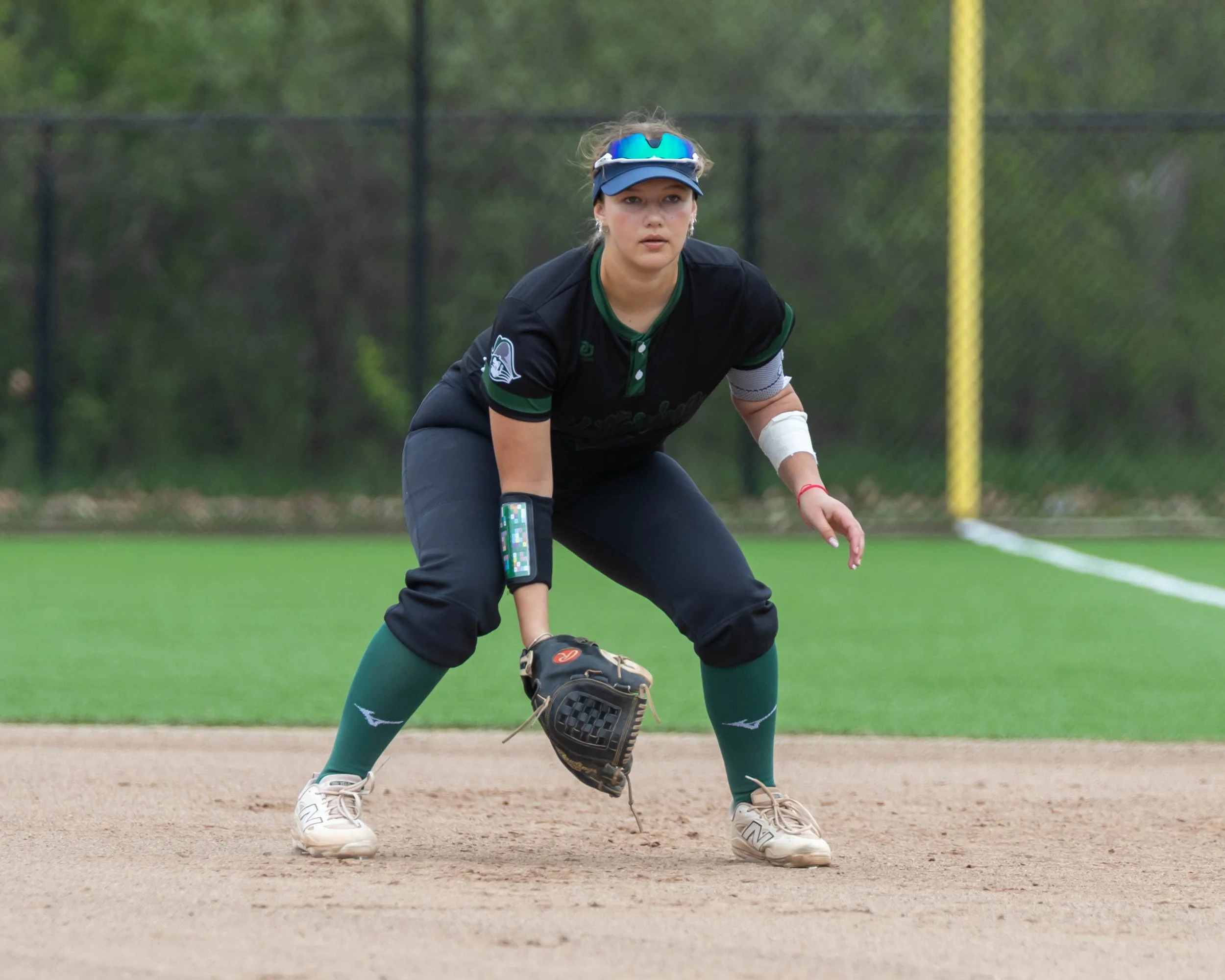 Kettering #27 waits for the pitch