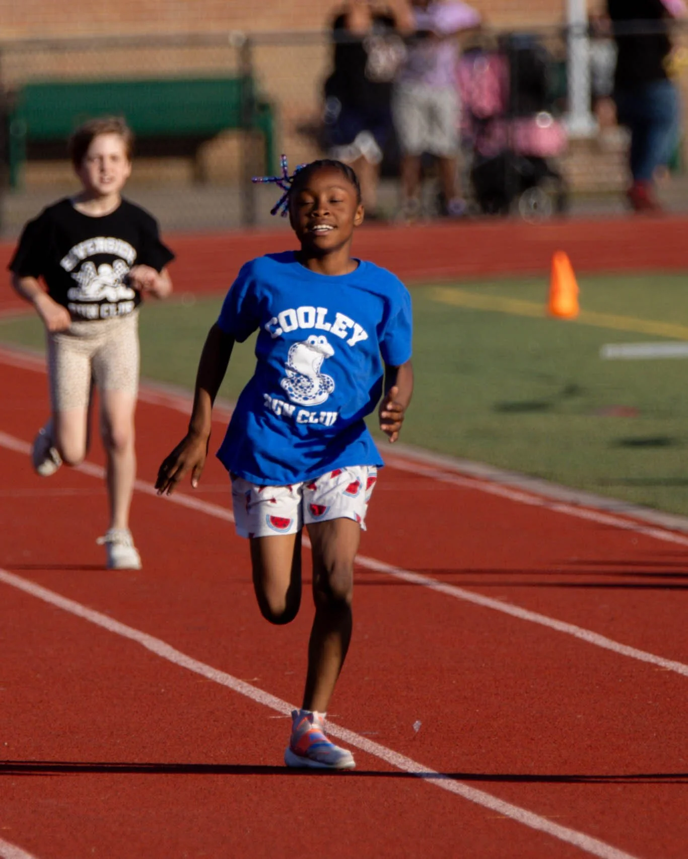 Cooley runner at the finish line