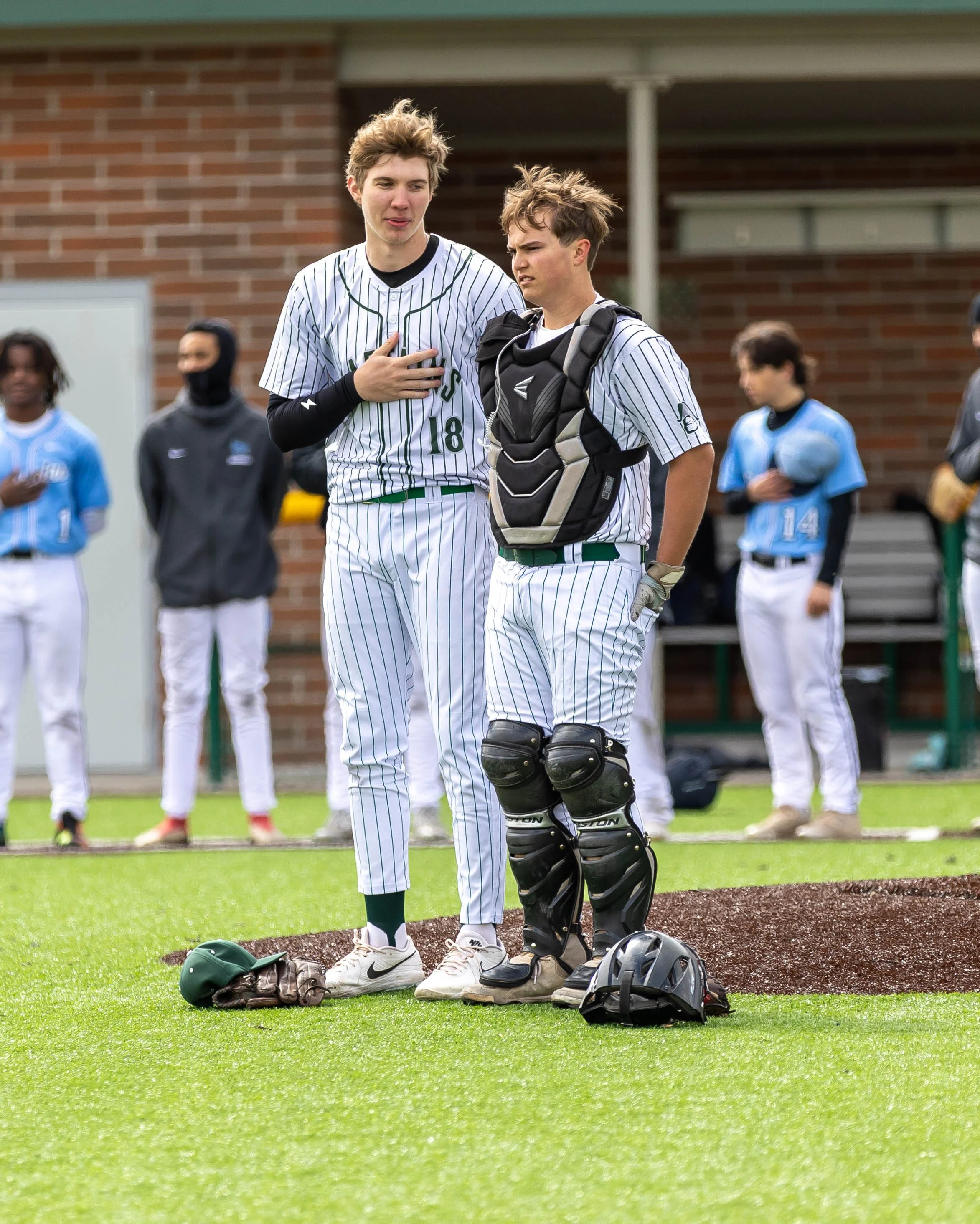 Kettering pitcher and catcher National Anthem