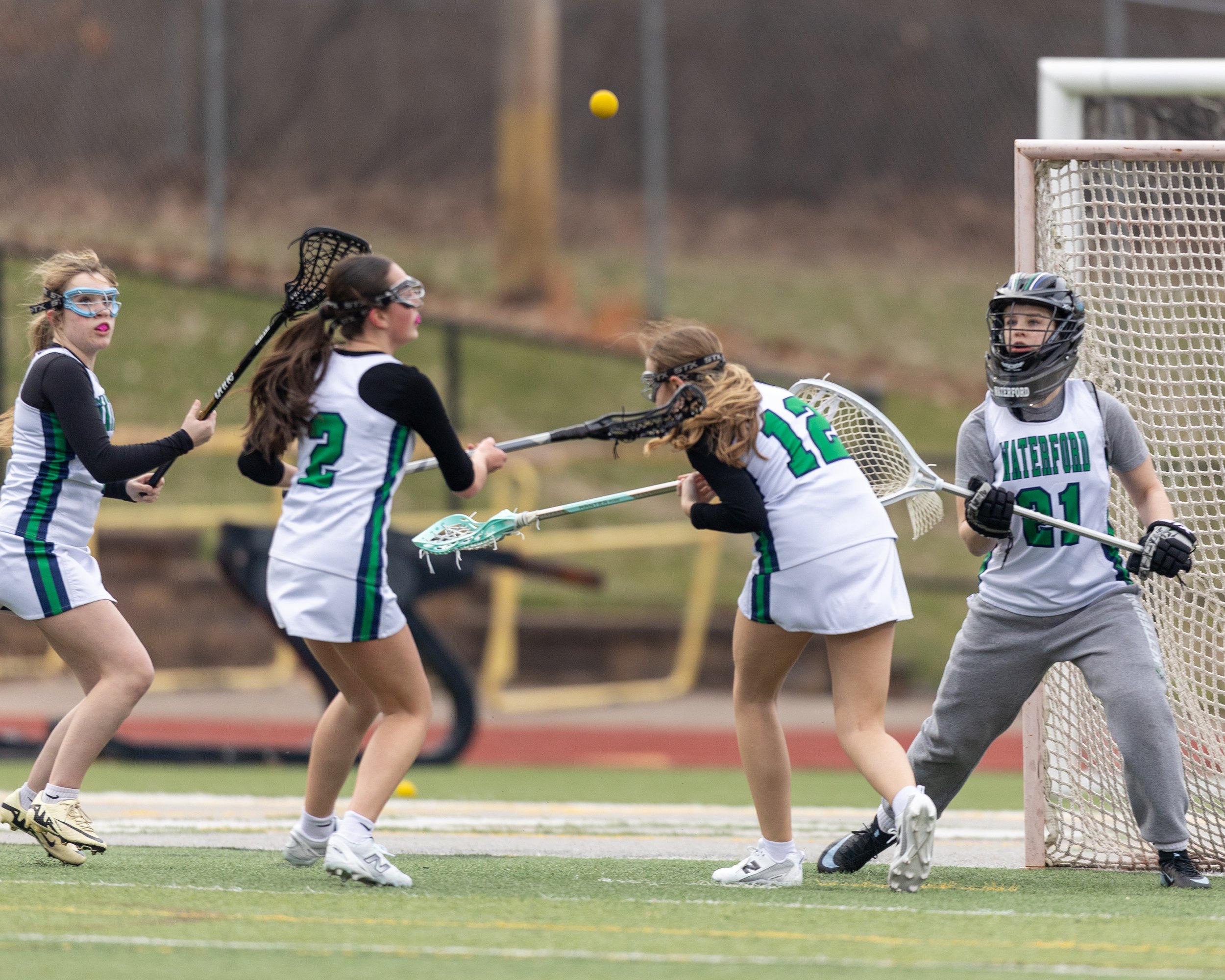 Waterford United defense with the ball in the air