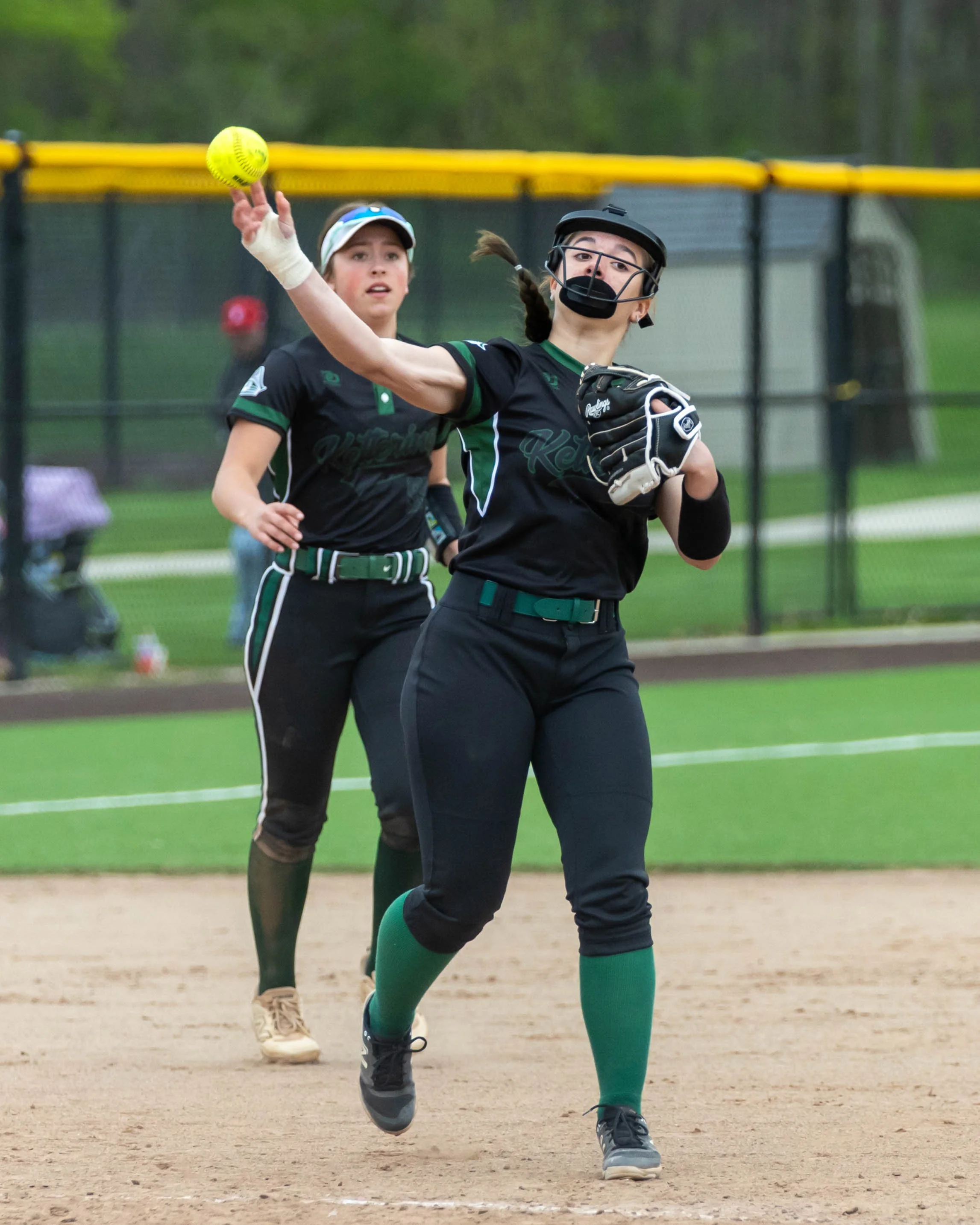 Kettering pitcher throws to first ball