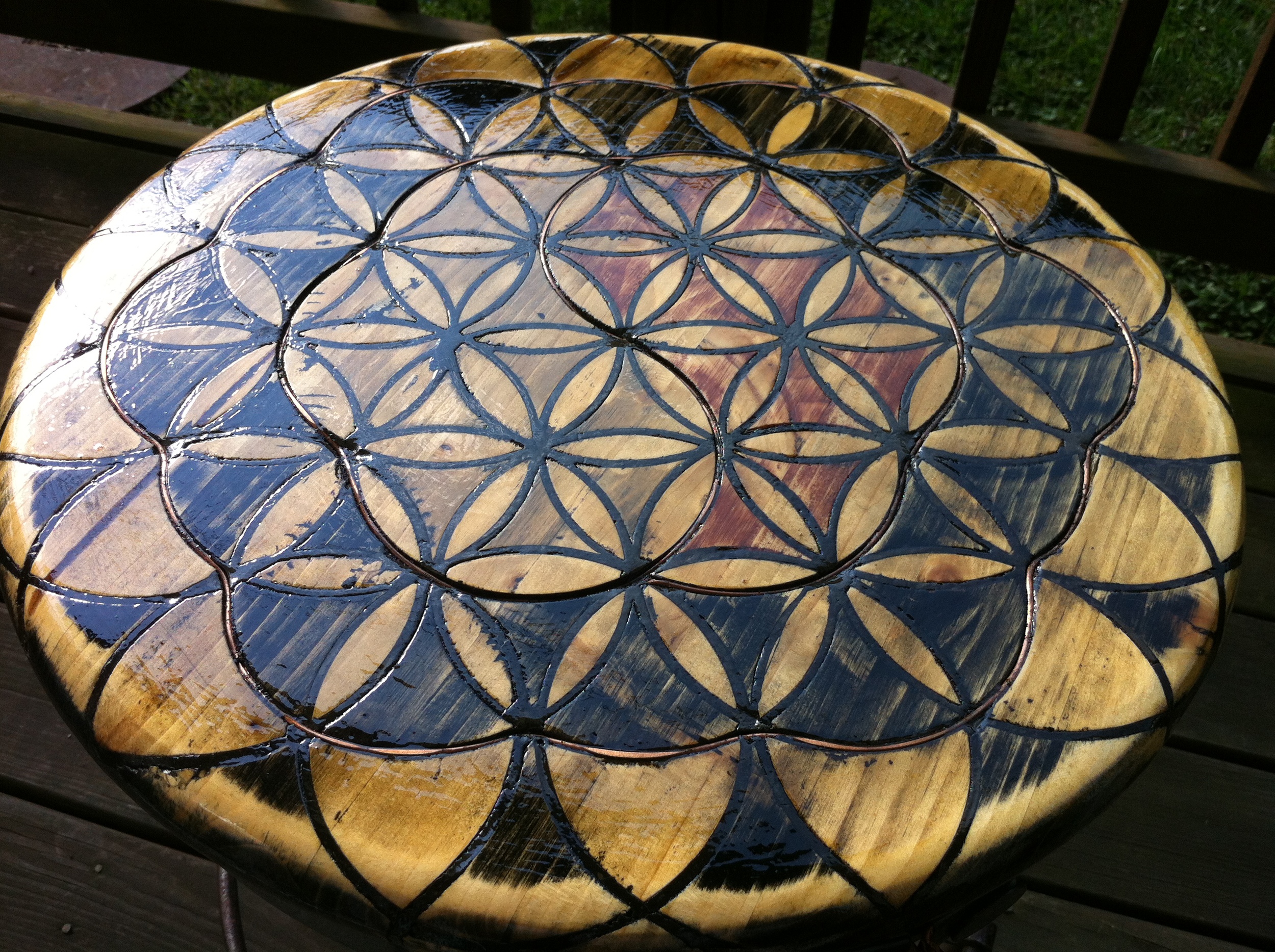 Stool Top-Wood, Copper, Concrete