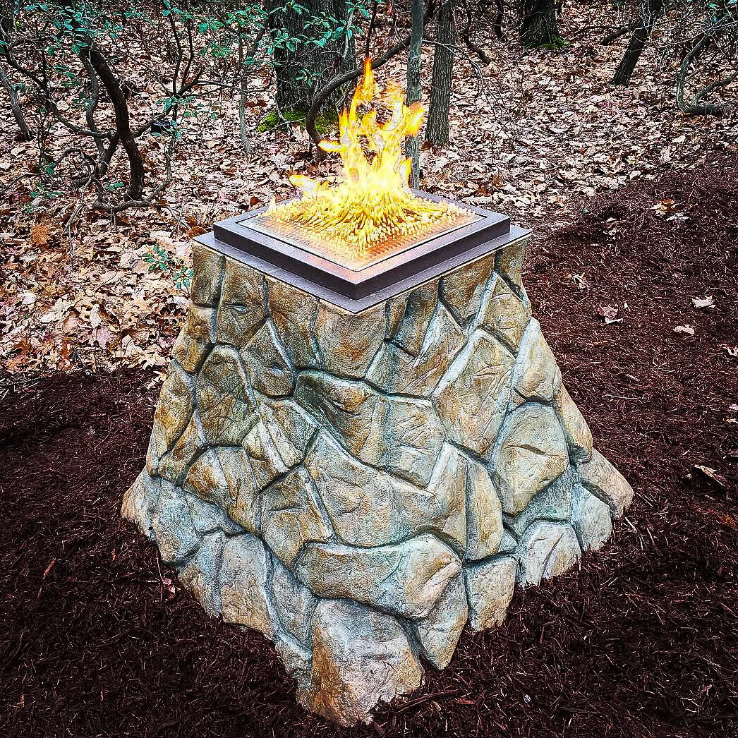 Blazing Beats Gas Burning Stone Fireplace