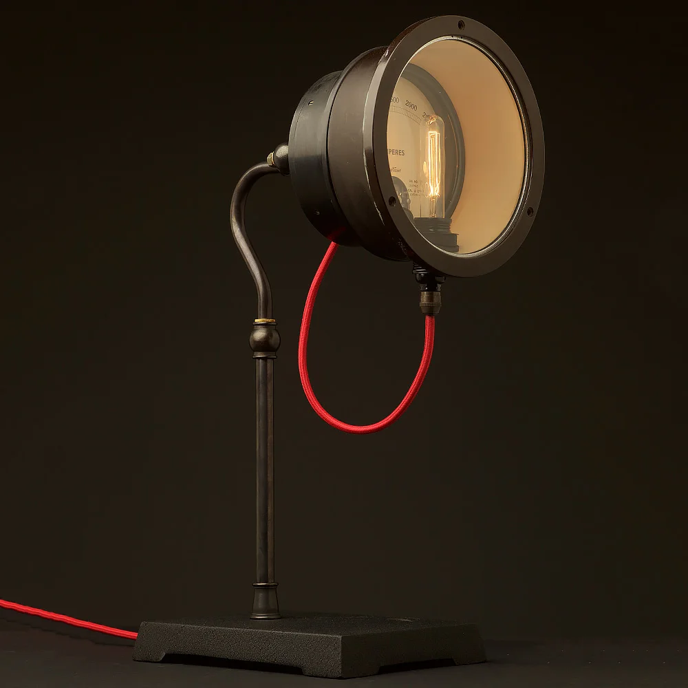 Vintage Amperes Gauge Desk Lamp