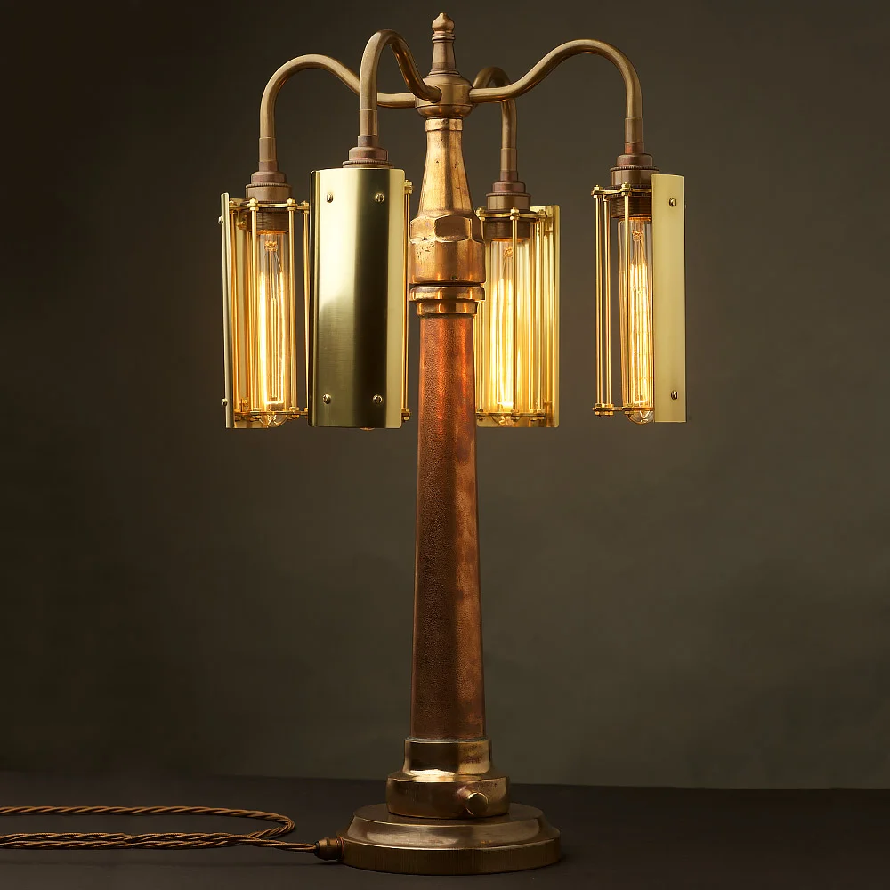 Polished Fire Hose Nozzle Multi Bulb Lamp