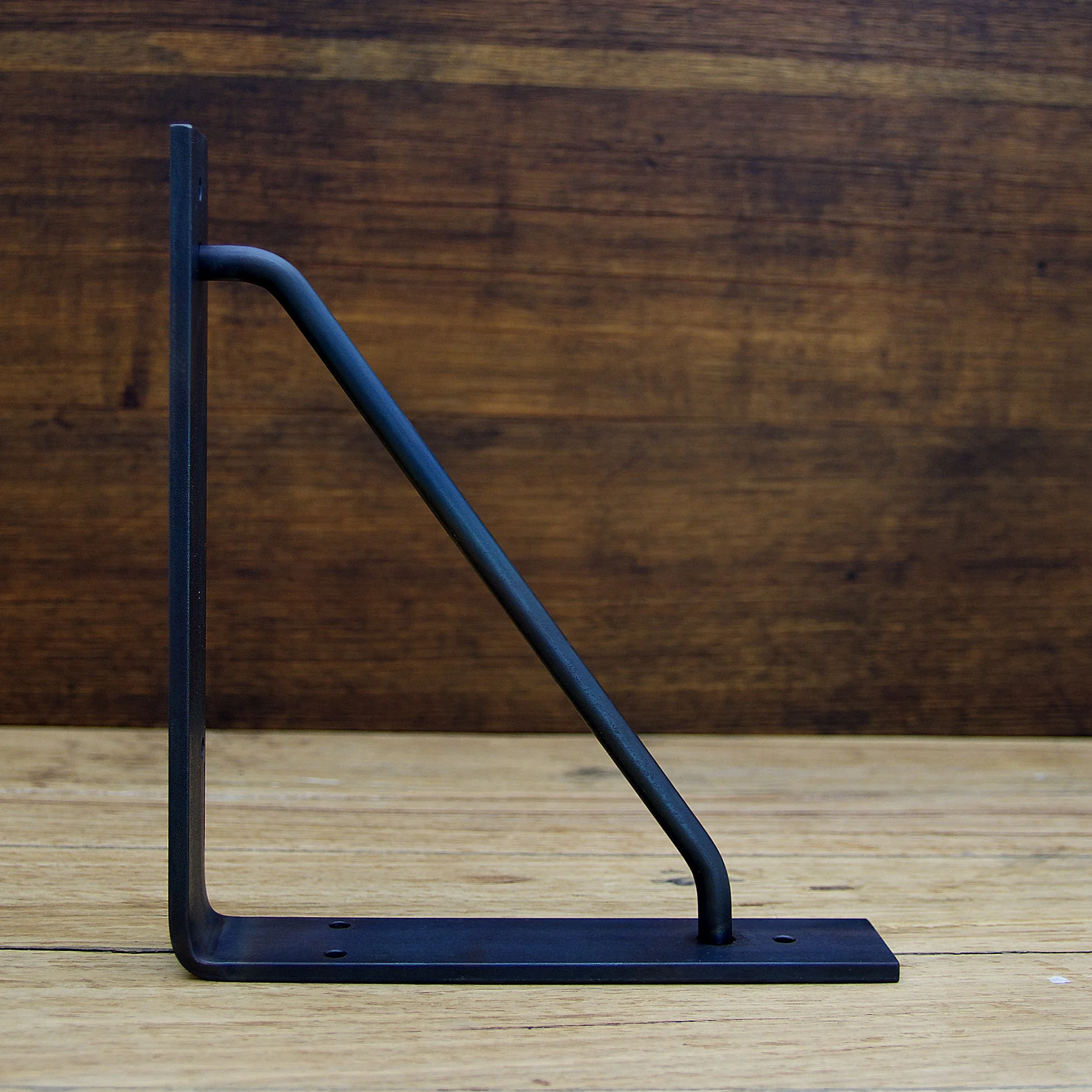 Shelf Bracket No.2 Right Angle No Lip Gusset Ultra Heavy Duty Heat Blackened Steel Profile