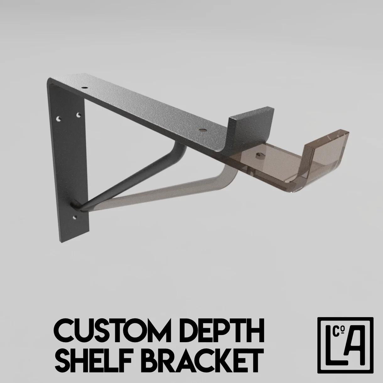 Customisable depth shelf bracket rendered drawing.