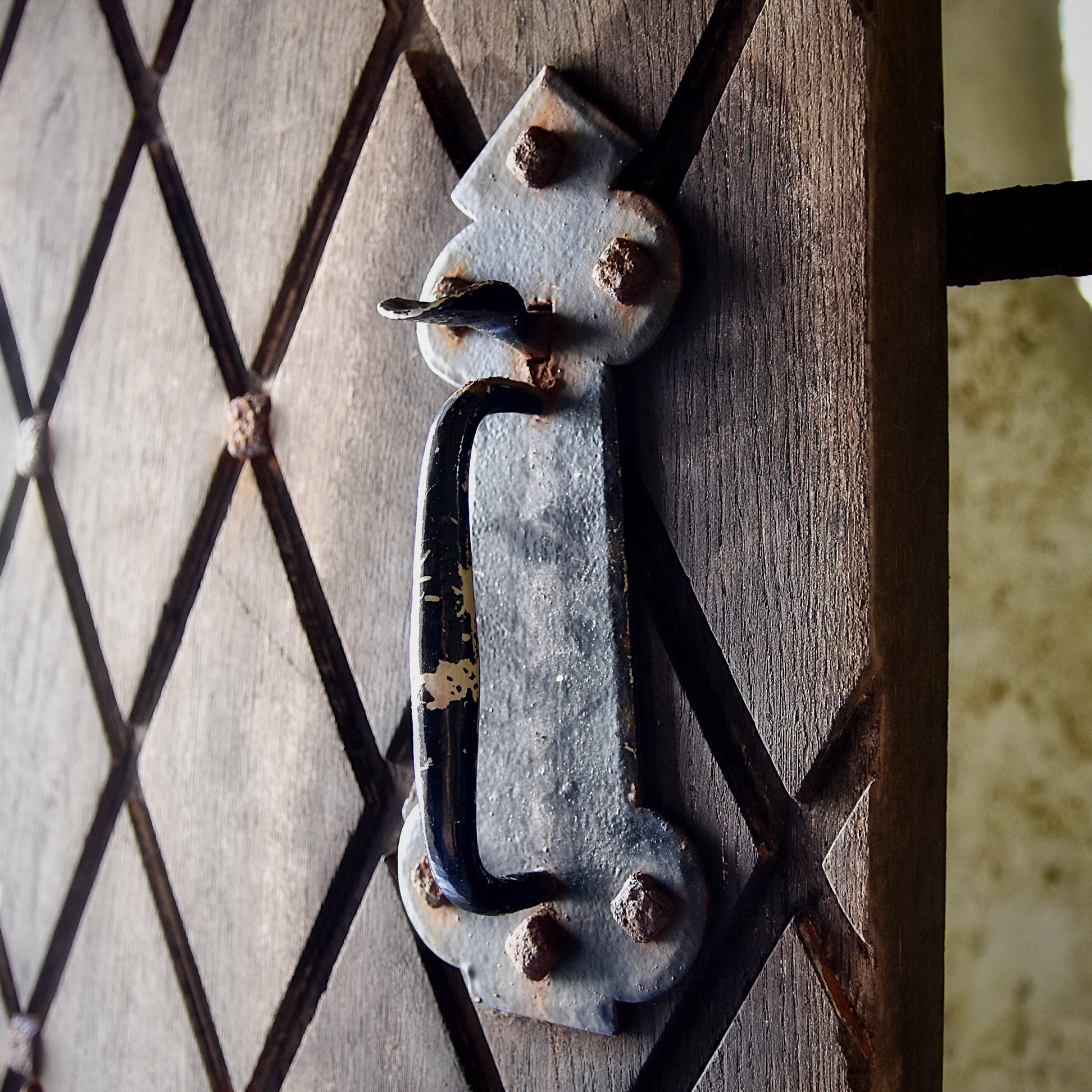Medieval Door Handle With Square Head Bolt in Scottish Castle