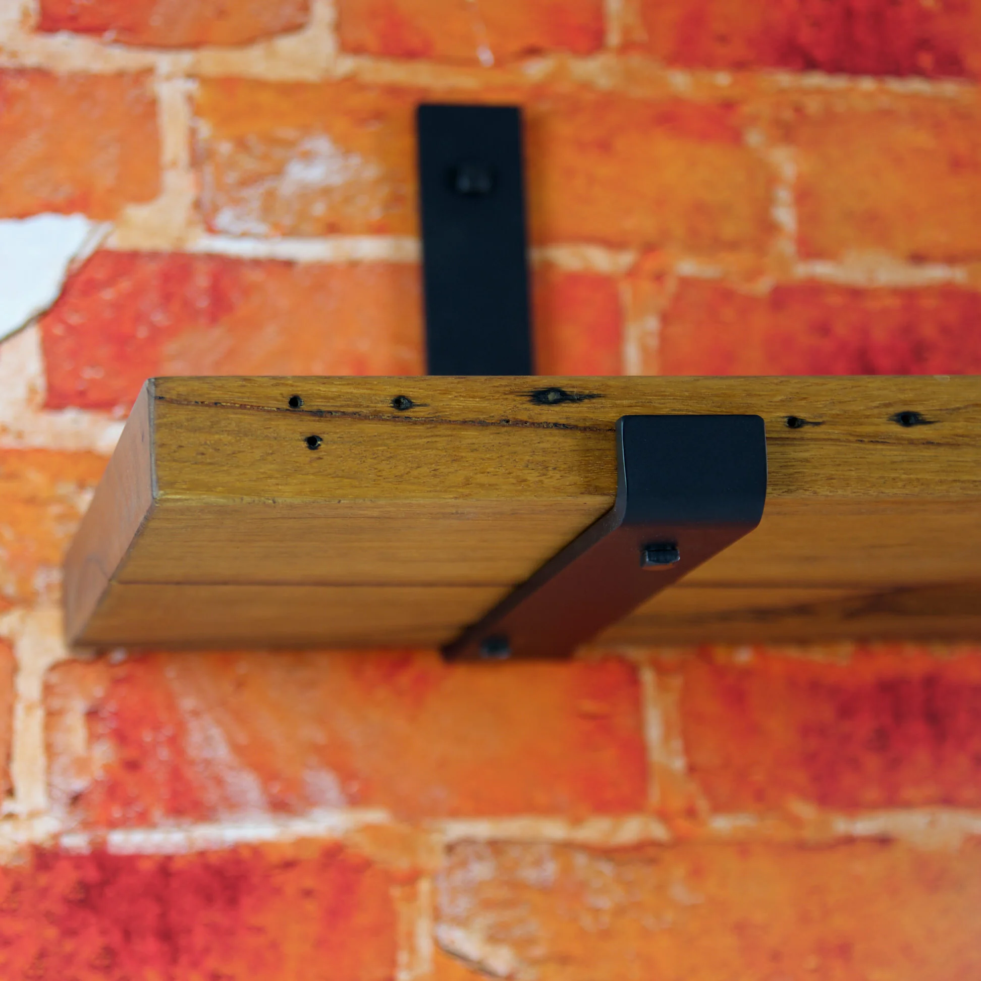 Shelf Bracket No8 Upturned U With Lip Ultra Heavy Duty Matte Black Steel Wood Lumber Timber Shelf Brick Wall