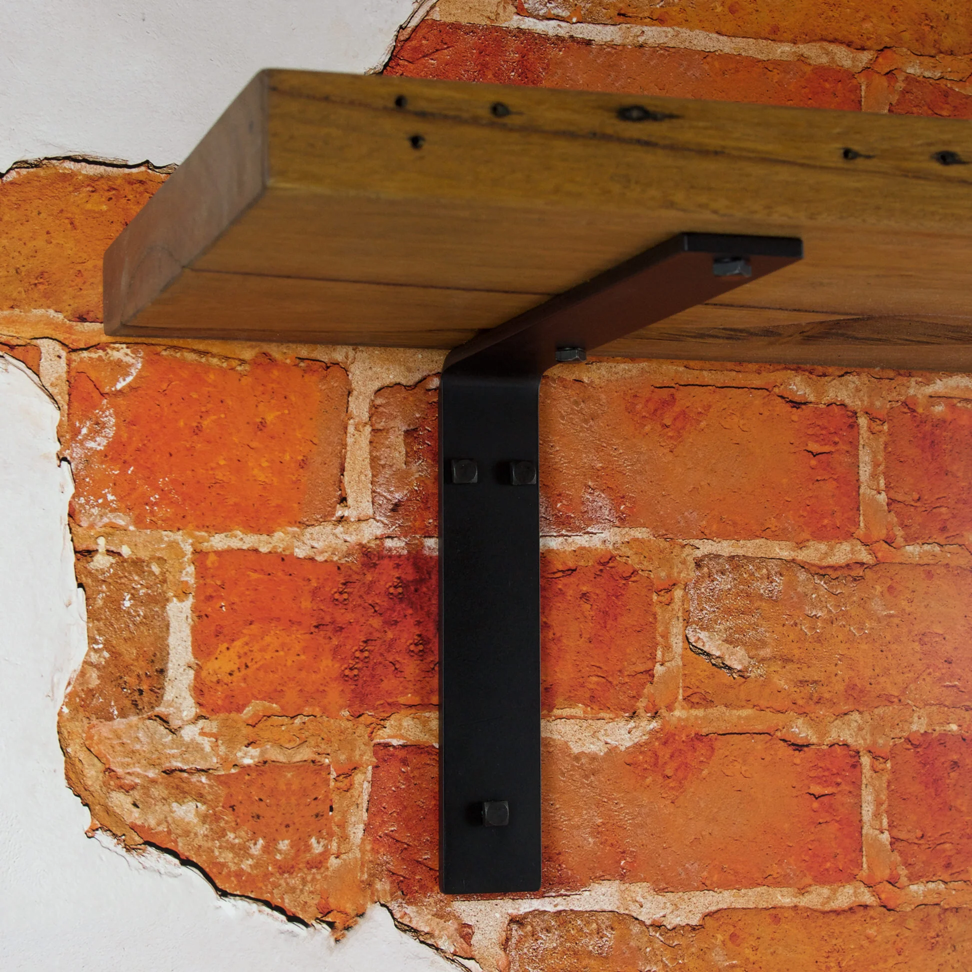 Shelf Bracket No1 Right Angle No Lip No Gusset Heavy Duty Natural Steel Matte Black Main