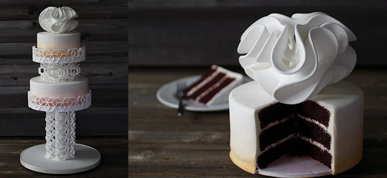 Topper printed by ChefJet™ and ChefJet™Pro3D which claims to be the world’s first kitchen-ready food 3D printer. Available for purchase by consumers in late 2015. 