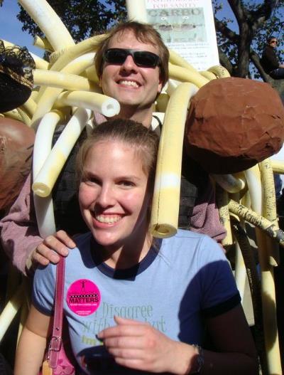 Me with the Flying Spaghetti Monster at the 'Rally to Restore Sanity'
