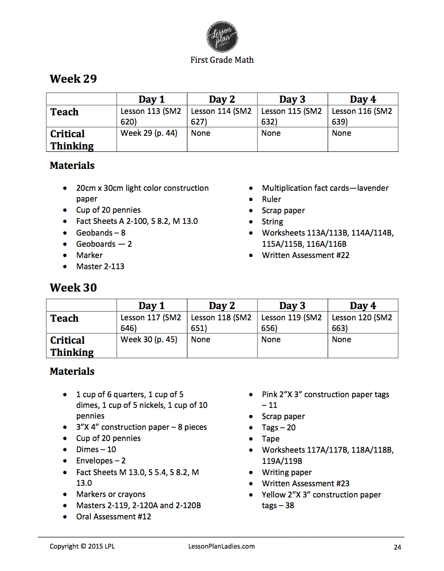 Saxon math lesson plans
