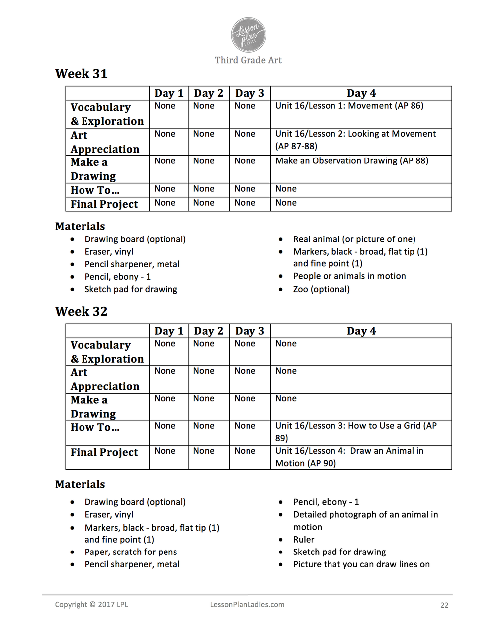 3rd grade lesson plans