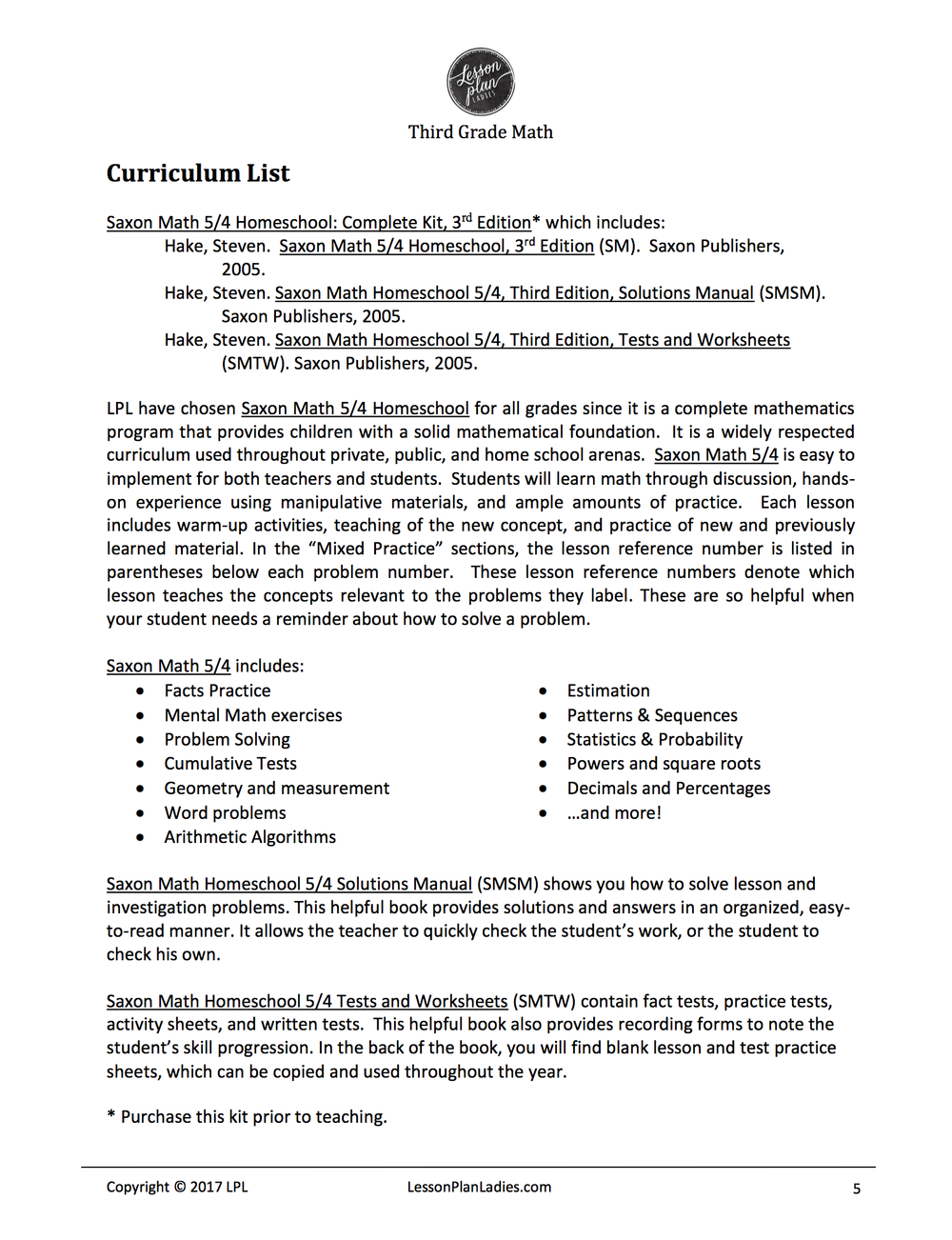 Free saxon math worksheets for 3rd grade