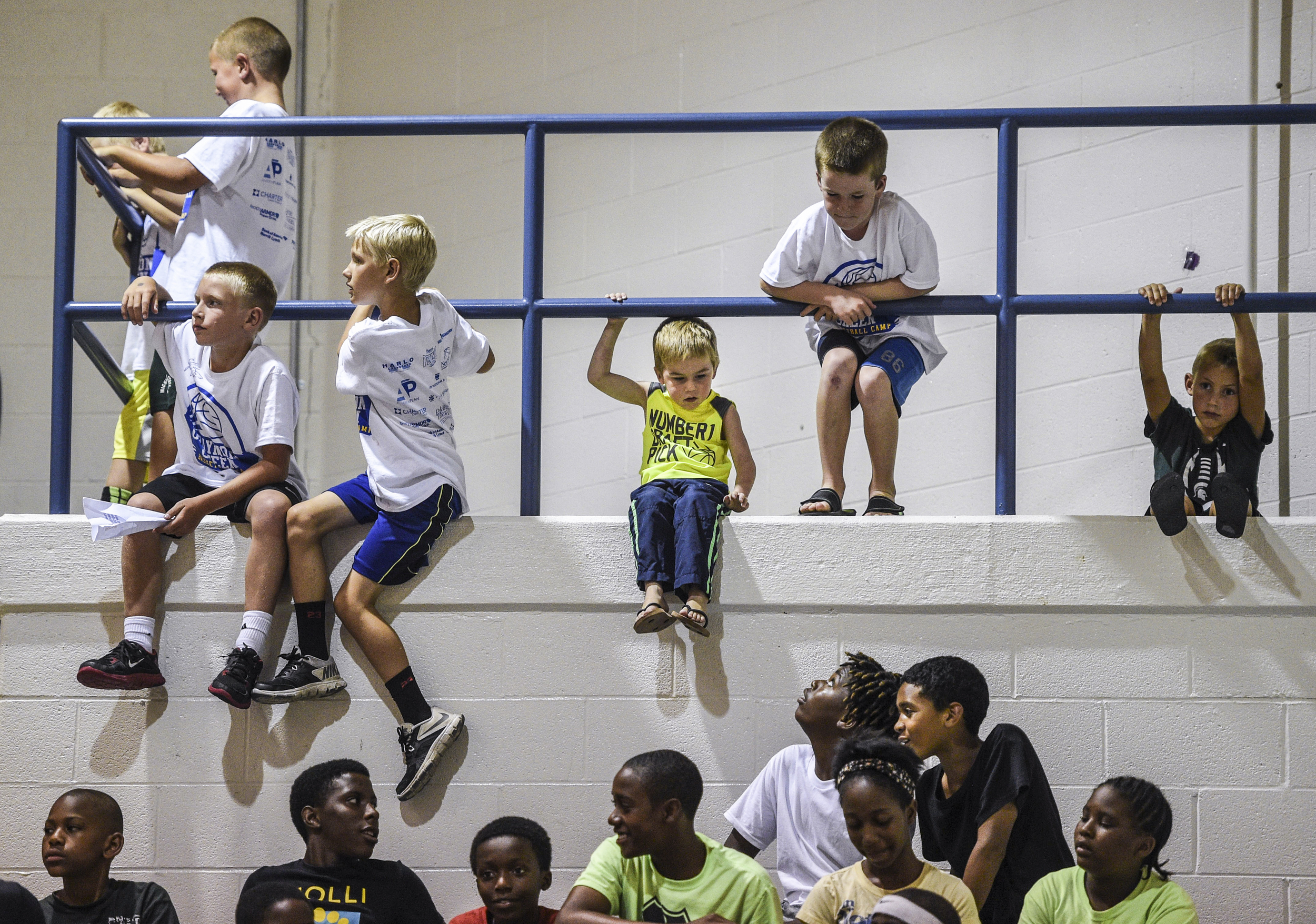  Fans gather to watch an all-star game featuring Draymond Green, former MSU star with the world champion Golden State Warriors, as well as many other former MSU Spartan players, Wednesday, August 5, 2015, at Forest Hills Northern High School in Grand