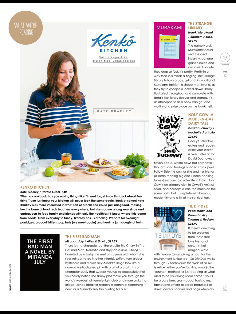  Cookbook Review in Yen Magazine, February 2015 