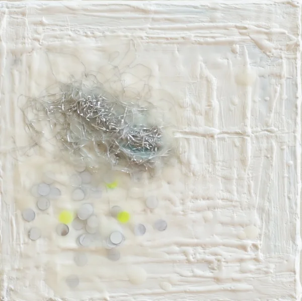 Sending More Information 2011 | encaustic, sequins and thread on panel | 6 x 6 | $175