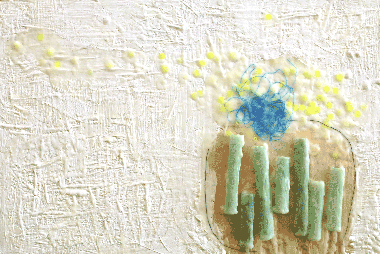 See the Inner Exception 2012 | encaustic, sequins and thread on panel | 12 x 18 | $525