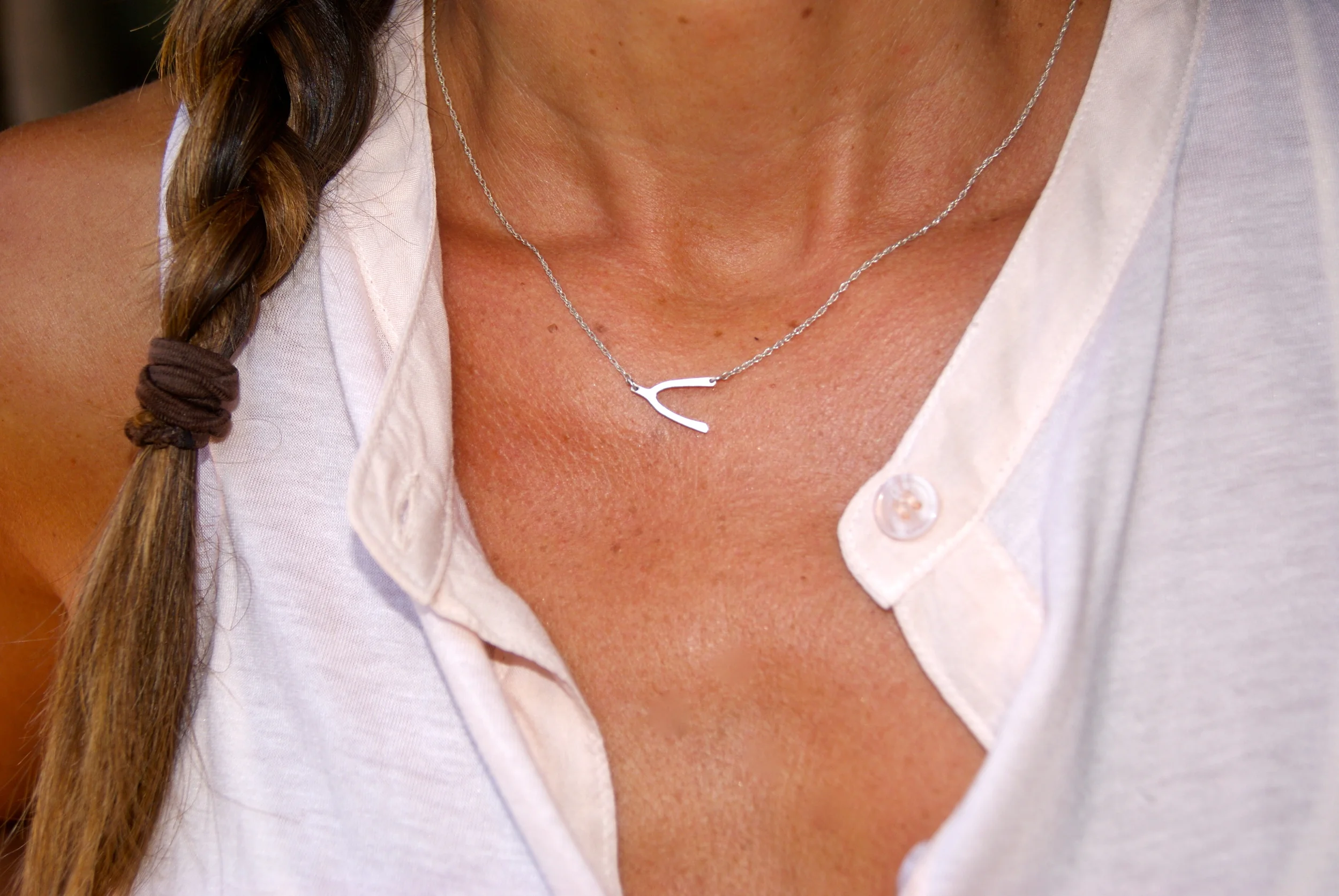 Sterling Silver Wishbone Necklace by Jennifer Zeuner Jewelry, $143.