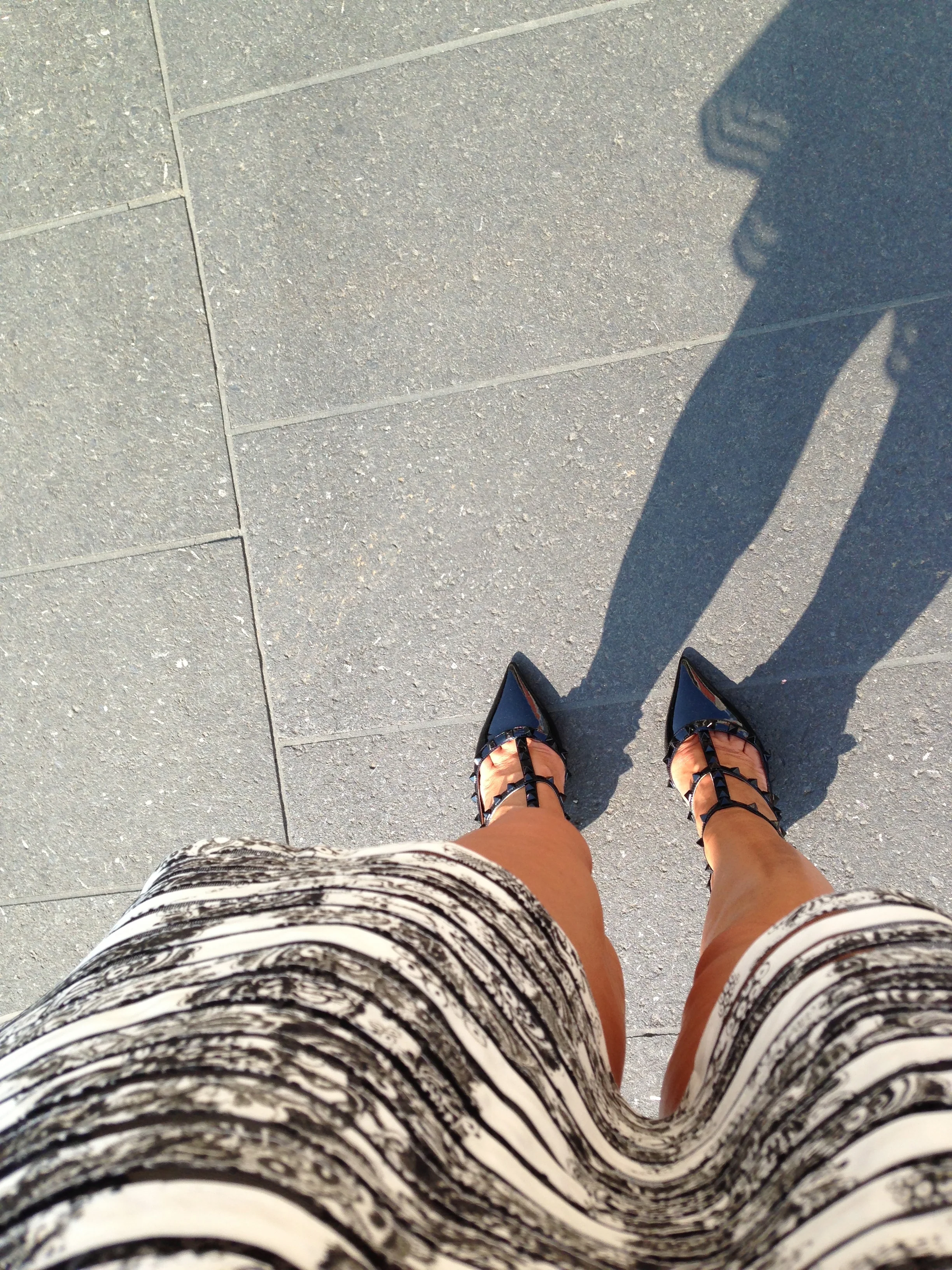 Breaking in my new Valentino Rock stud pumps at Mercedes Benz Fashion Week. They are surprisingly comfortable and very light-weight on the foot. Valentino Garavani Rockstud Pump, $801.71, Farfetch.com