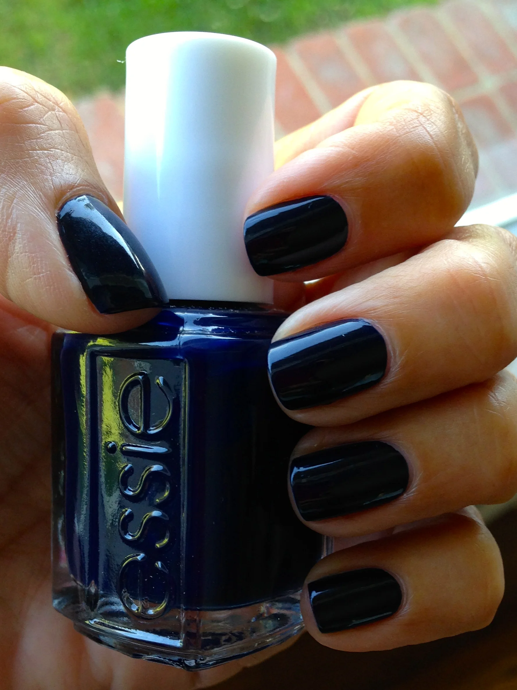 Nails are short with rounded corners. Essie makes the best deep, dark blue color for Fall, After School Boy Blazer, $8.00