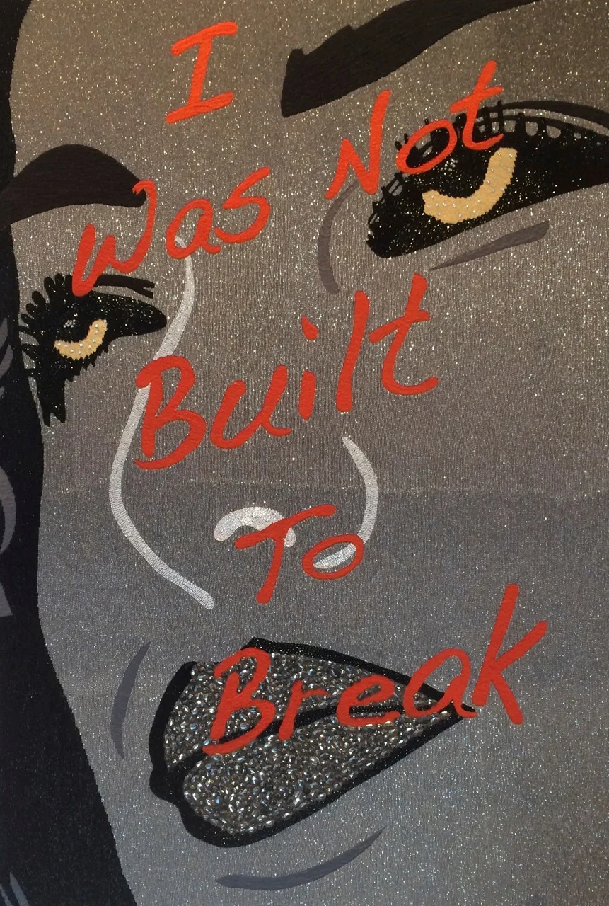 "I Was Not Built To Break ," 2013 Beads, Rhinestones and Embroidery, 58.5 x 40 in / 149 x 102 cm