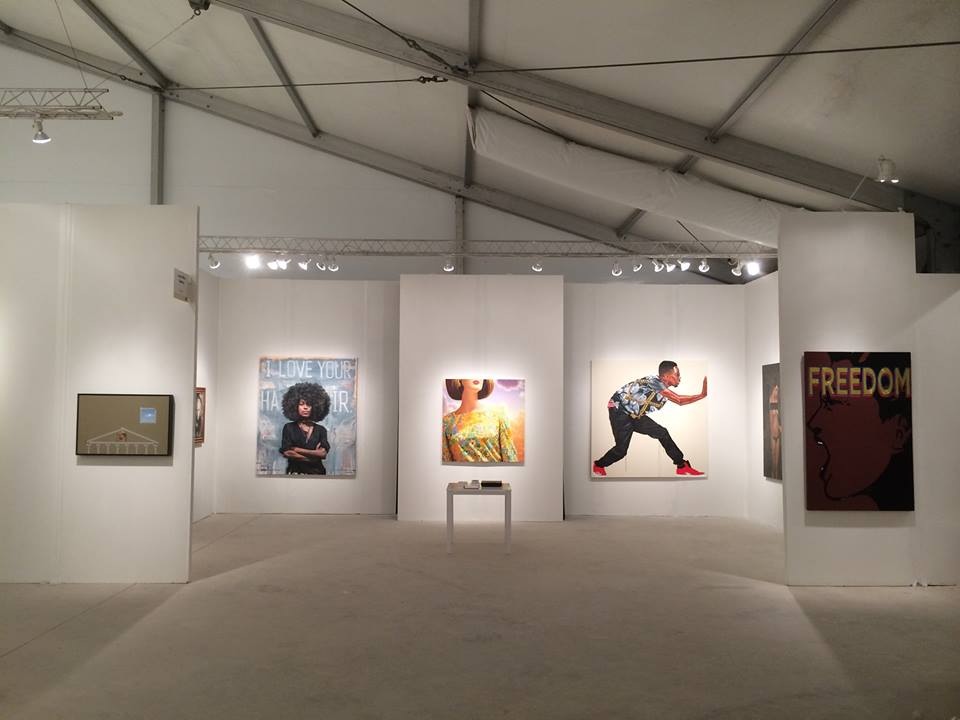 Art Miami Install, December 5th-8th, 2013 "Freedom ," 2013 Beads and Embroidery on Canvas, 61 x 41 in / 155 x 104 cm