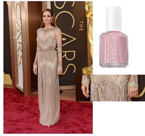 Angelina JolieInspiration:&nbsp;“We chose essie’s&nbsp;sugar daddy&nbsp;– the perfect shimmery pink to complement Angelina’s classic beauty and gorgeous Elie Saab Haute Couture gown,” said Celebrity Manicurist Emi Kudo.Essie shade: Sugar Daddy, $8.5…