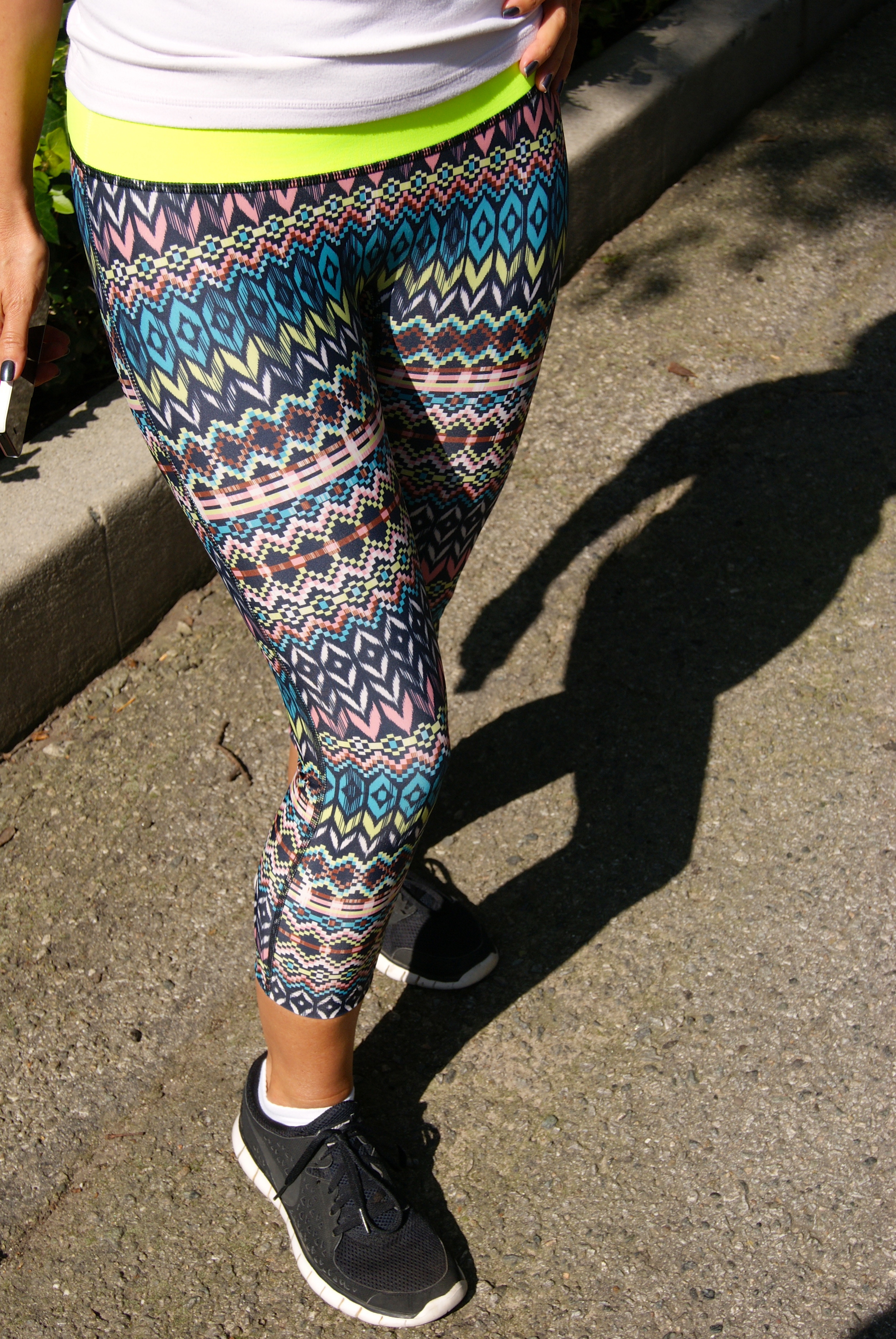 Pants: PRISMSPORT, Aztec capri leggings, $78