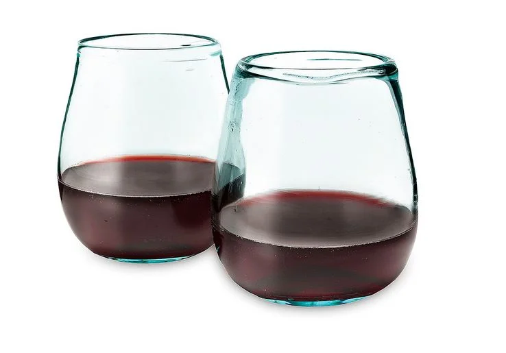 Recycled Wine Glasses, $32, Set of 2 from Uncommon&nbsp;Goods.
