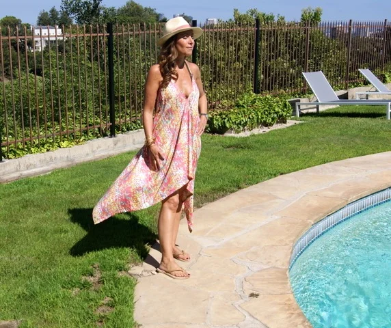 Summer-ready in Ramy Brook beach cover-up.Using the products below, I exfoliate twice weekly and never bare my arms and legs without slathering on an oil.