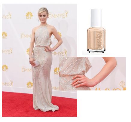 Taylor Schilling (nominee). Photo credit: Getty Images essie shade: cocktails & coconuts, $8.50. Inspiration: “Sometimes a perfectly opaque nude polish is the only way to go. We chose essie’s cocktails & coconuts as it’s elegant and chic for a night like the Emmys,” said Celebrity Manicurist, Michelle Saunders.