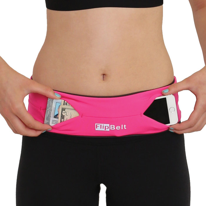 FlipBelt Running and Workout Belt, $28.99 . Shown in hot pink.