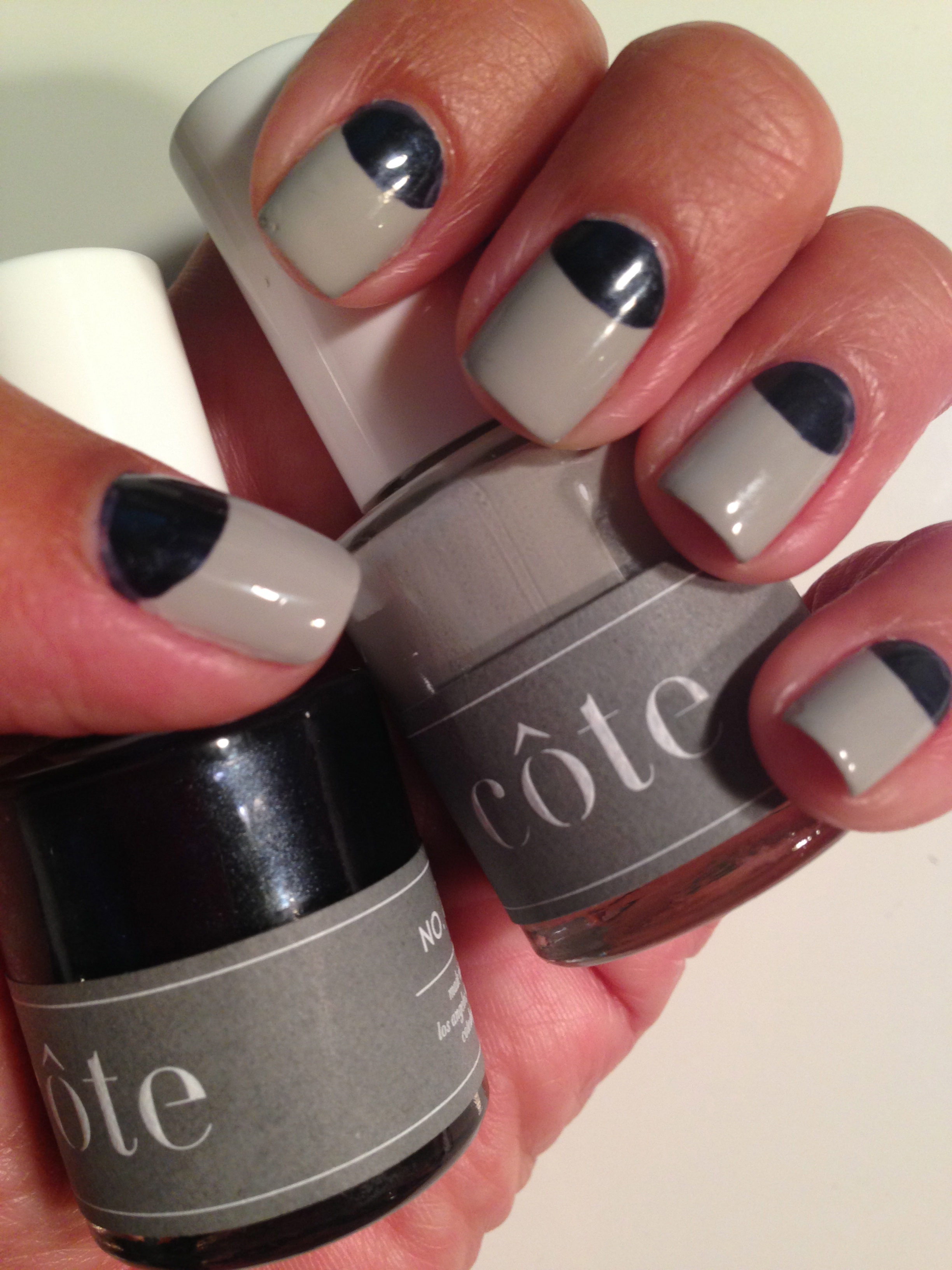 c ôte nail shades: No. 102 (grey), and No. 76 (midnight blue)