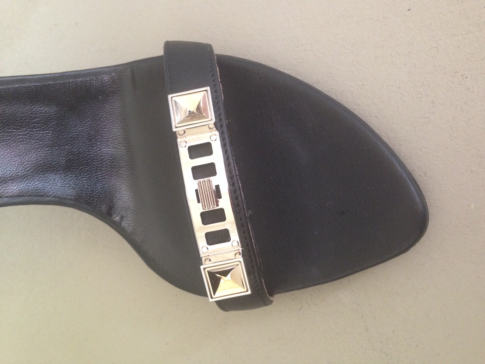  Proenza Schouler PS1 Leather Ankle-Strap Sandal, $ 595. On sale for $417. I love the toe shape and the hardware!