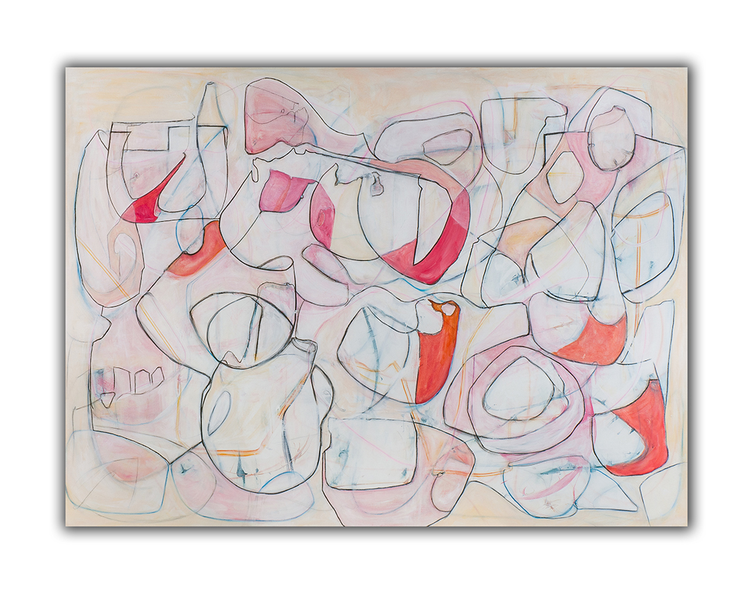  The Militant March of the Heart, acrylic, watercolor pencil, color sticks on canvas, 58" x 78"