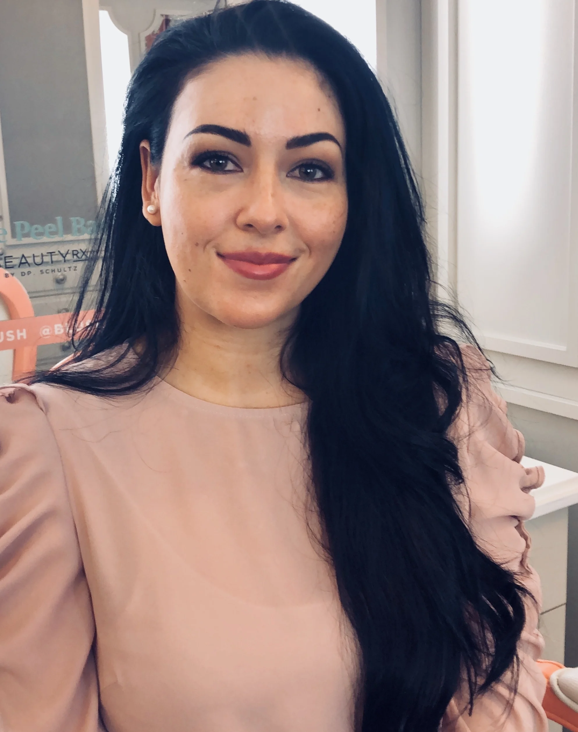 Vanessa Chang Assistant Manager and Makeup Artist at Blushington NYC, post Glow & Go with RoseGlow Drops as primer and highlighter.