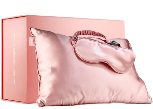 SHOP SLIP Silk Pillowcase and Mask Set.