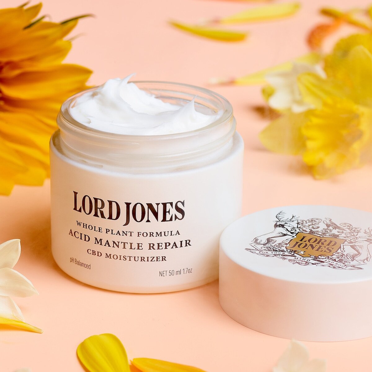 Lord Jones Acid Mantle Repair Moisturizer - A soothing moisturizer packed with 250mg of CBD, ceramides and hyaluronic acid designed to replenish the skin's moisture barrier.