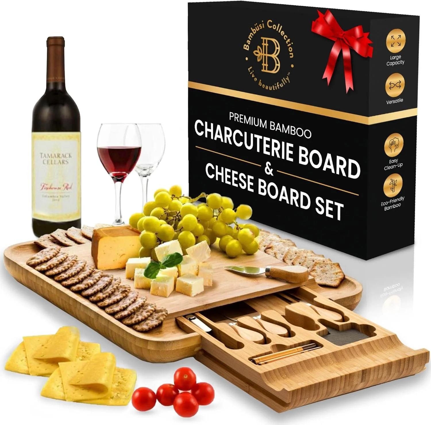 Bamboo Cheese board and Knife Set 