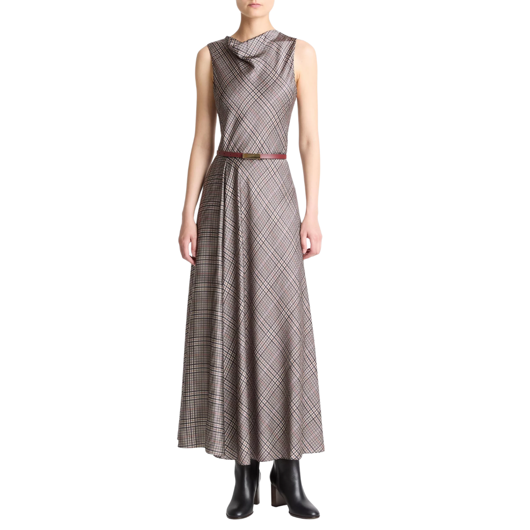 Staud Pressed Plaid Dress