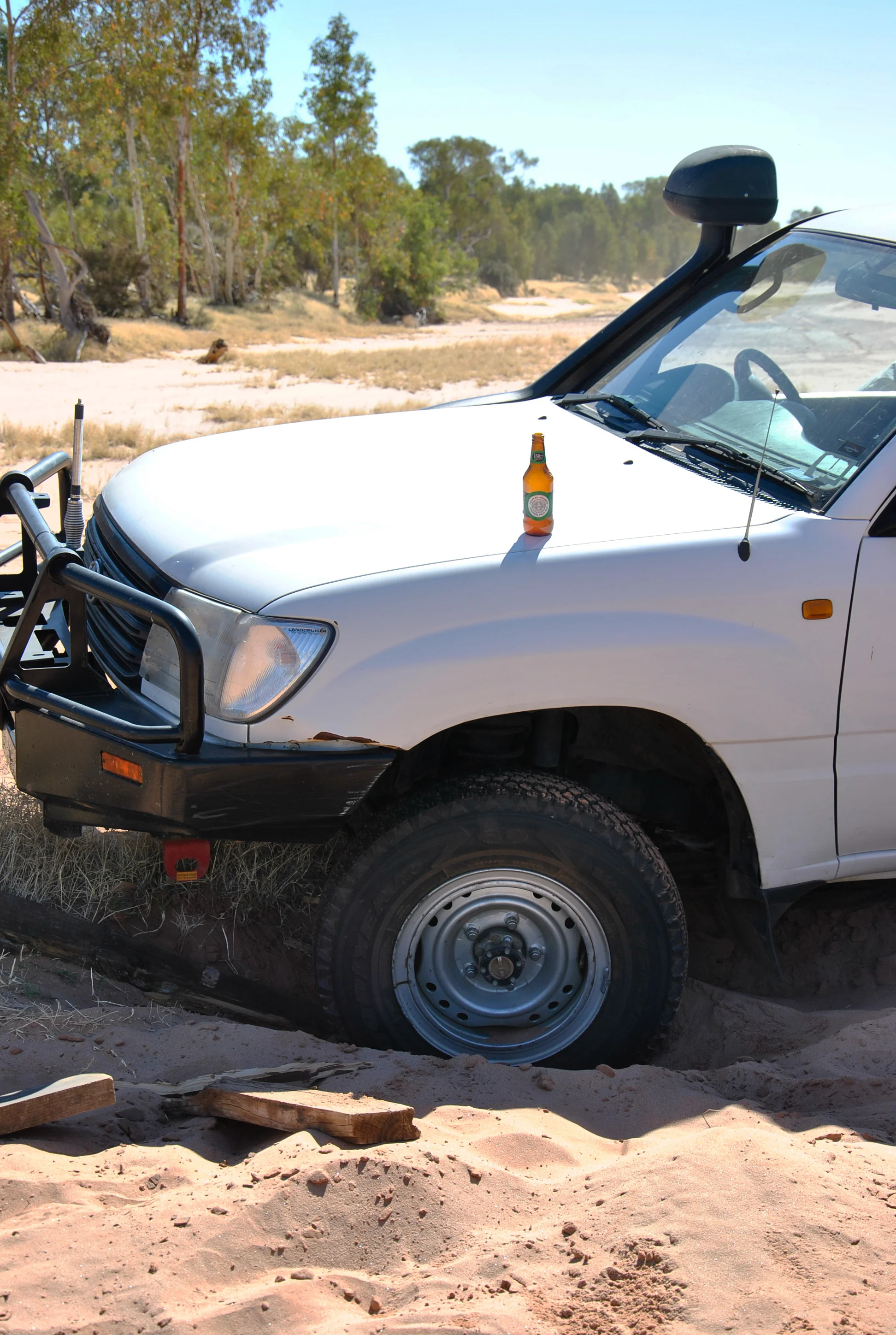 Freeing our Landcruiser took a little more liquid motivation.