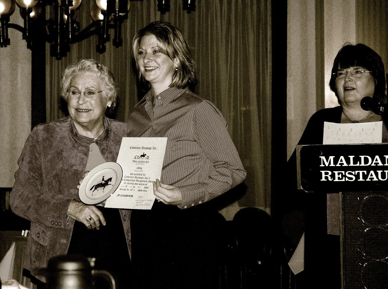 Sally Jo Briney with CLD President Tracey Walker & Janet Fitch MC